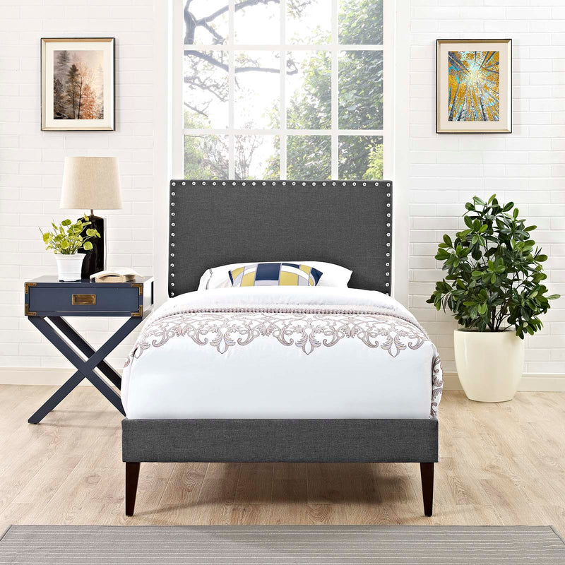 Macie Fabric Platform Bed with Squared Tapered Legs