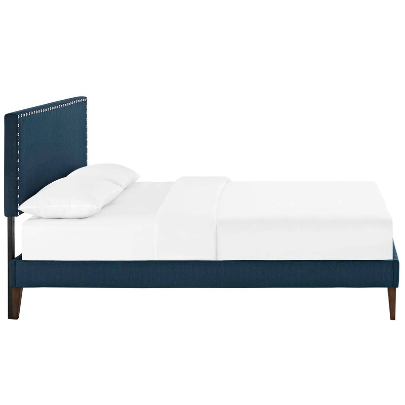 Macie King Fabric Platform Bed with Squared Tapered Legs