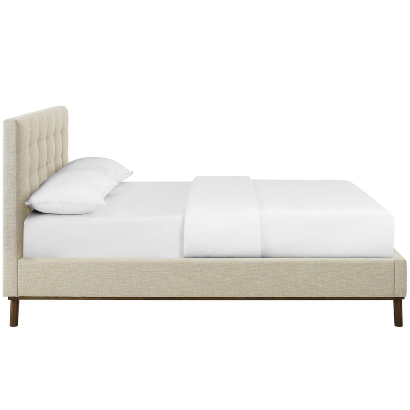 McKenzie Queen Biscuit Tufted Upholstered Fabric Platform Bed