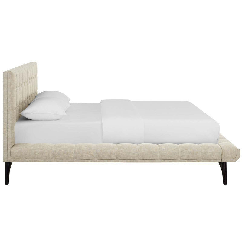 Julia Queen Biscuit Tufted Upholstered Fabric Platform Bed