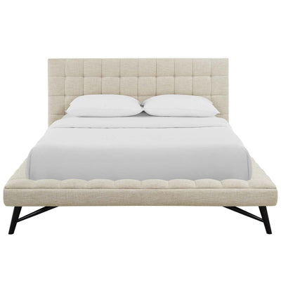 Julia Queen Biscuit Tufted Upholstered Fabric Platform Bed