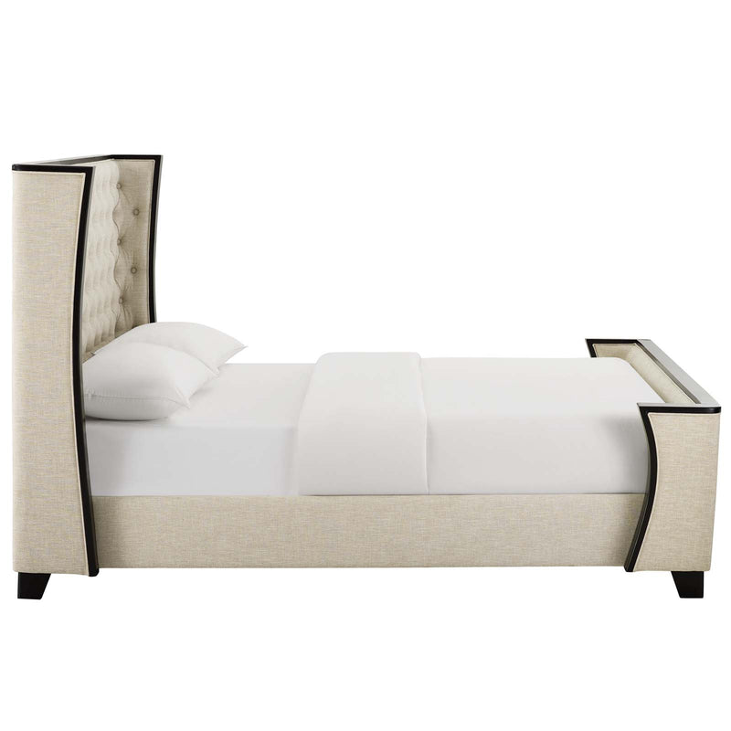 Galia Queen Upholstered Linen Fabric Platform Bed