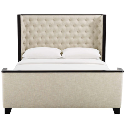 Galia Queen Upholstered Linen Fabric Platform Bed