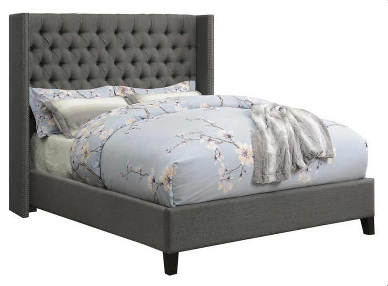 Benicia Upholstered Bed in Grey