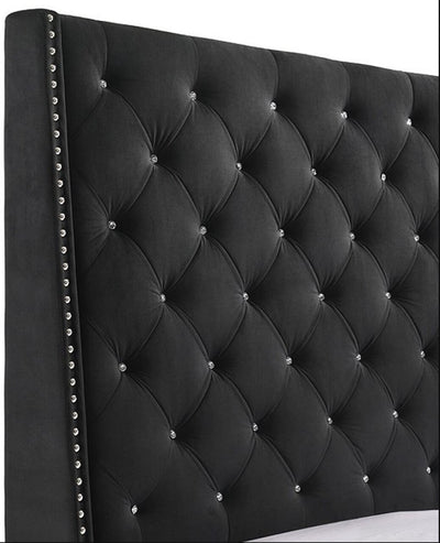 Chantilly Upholstered Bed in Black Velvet